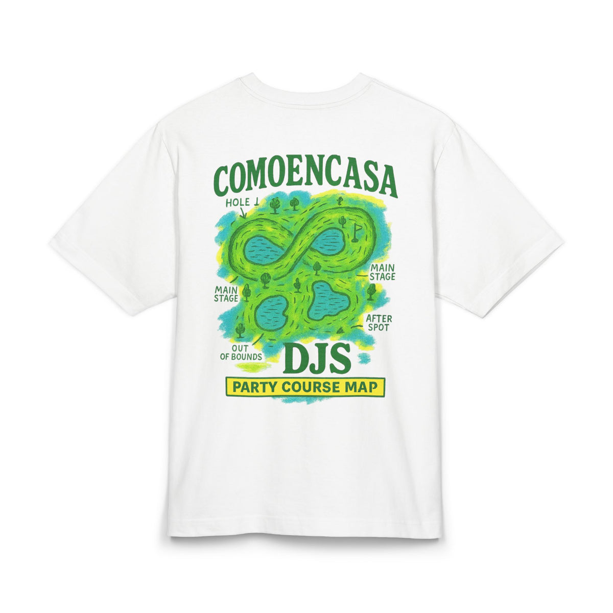 Como En Casa DJs Party Course Map T‑Shirt